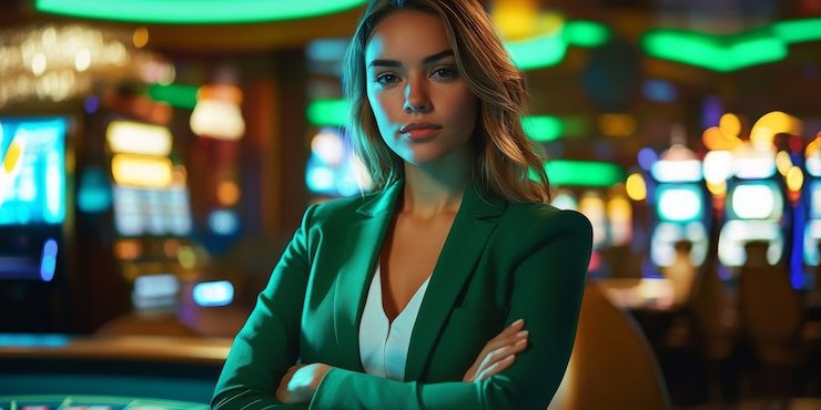 Tampilan meja live dealer dengan dealer profesional dan multi-kamera